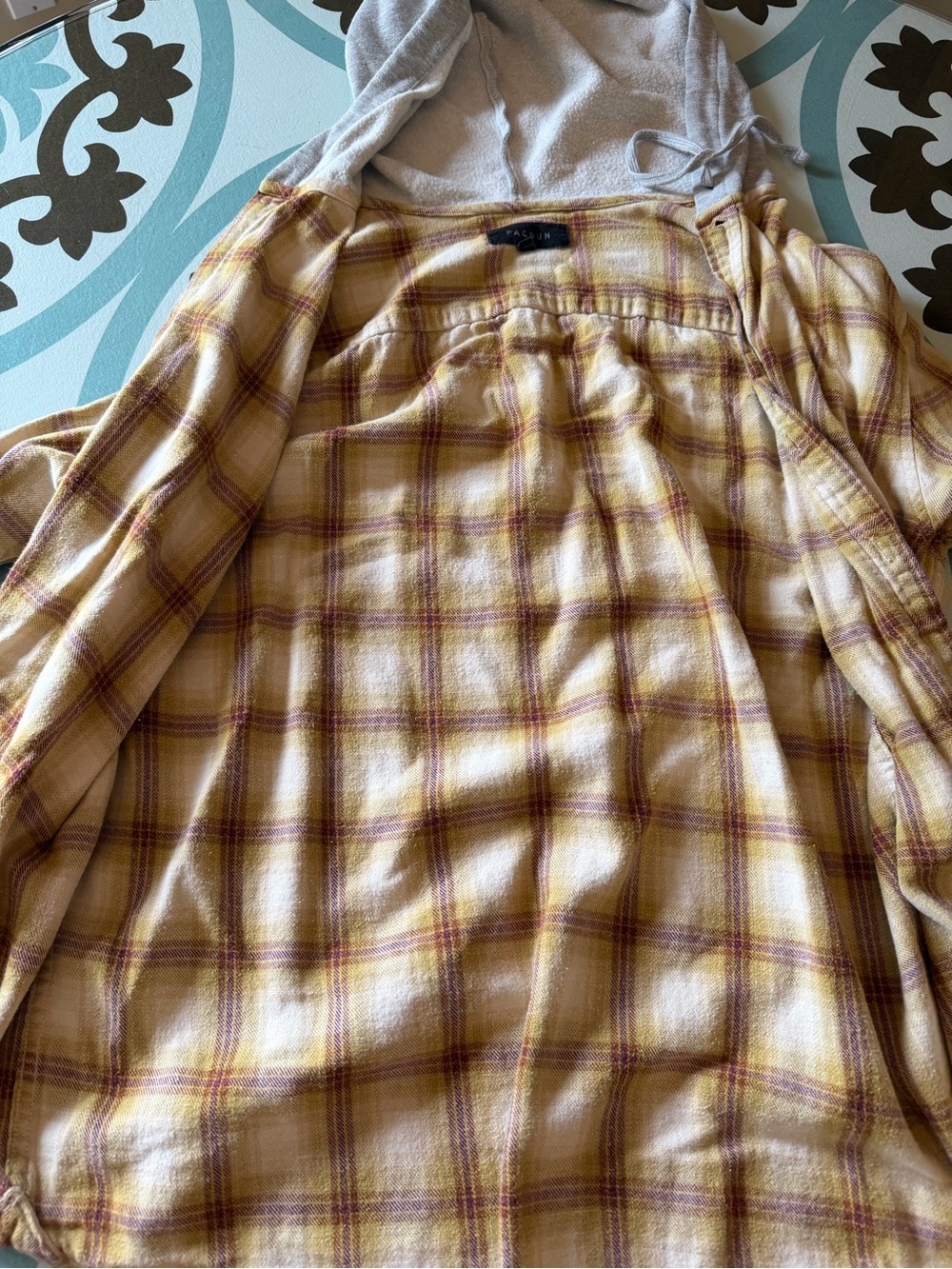 PacSun Yellow Plaid Hooded Shirt-Sweater